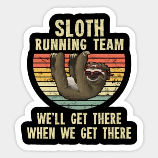 Sloth Running Team T-Shirt - Retro Sunset Gift Sticker